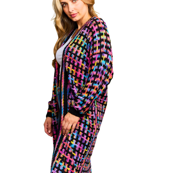 Angel Wings Full Size Multicolored Open Front Fringe Hem Cardigan-Size Large - Picture 8 of 9